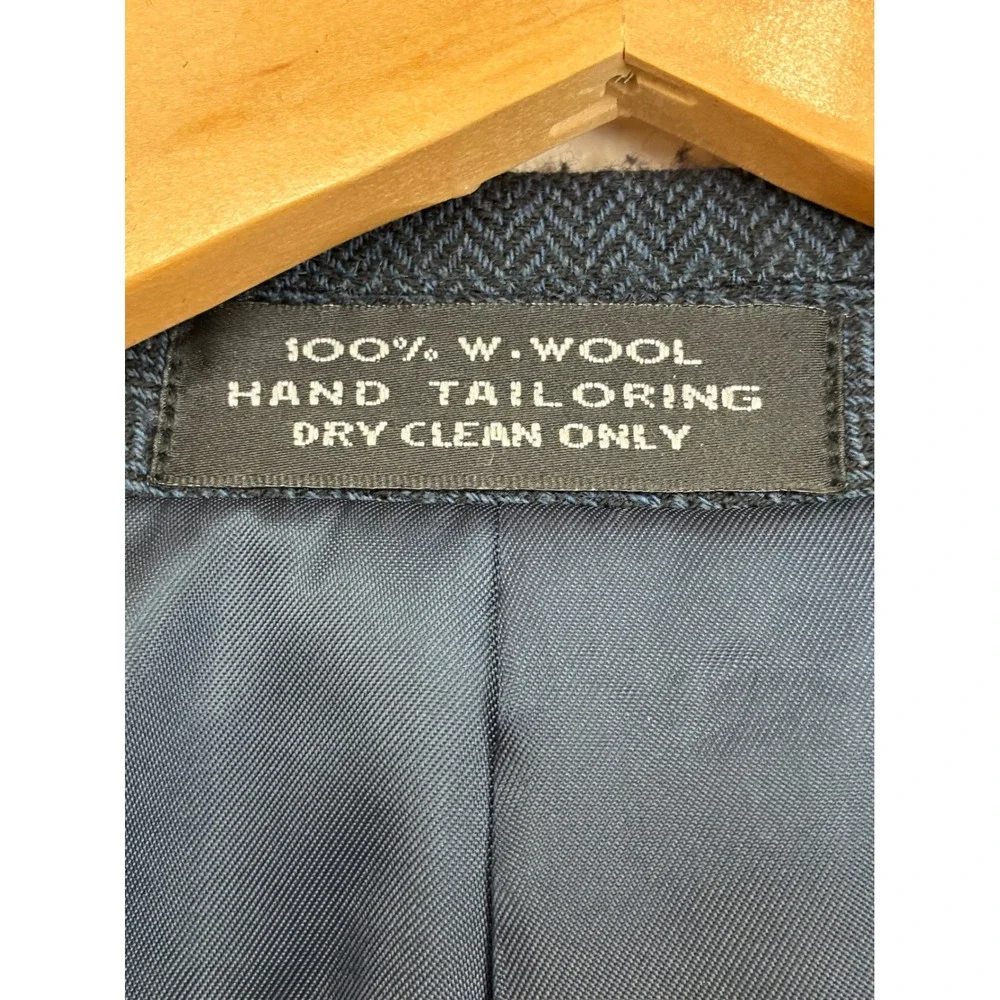 Methode Mens Blue Herringbone Blazer Three Button Sport Coat Jacket